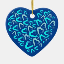 Veel Blue Hearts Keramisch Ornament