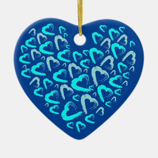 Veel Blue Hearts Keramisch Ornament (Voorkant)
