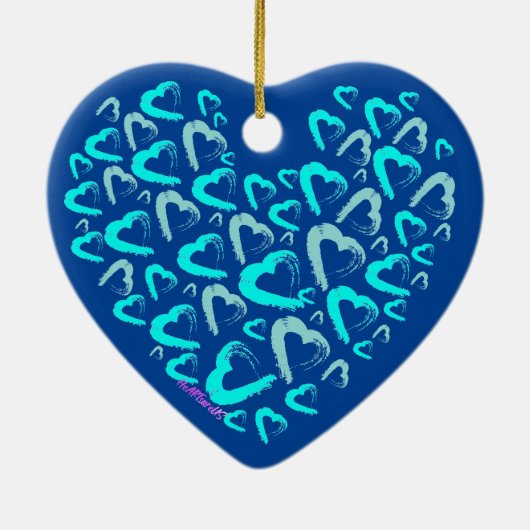 Veel Blue Hearts Keramisch Ornament (Achterkant)