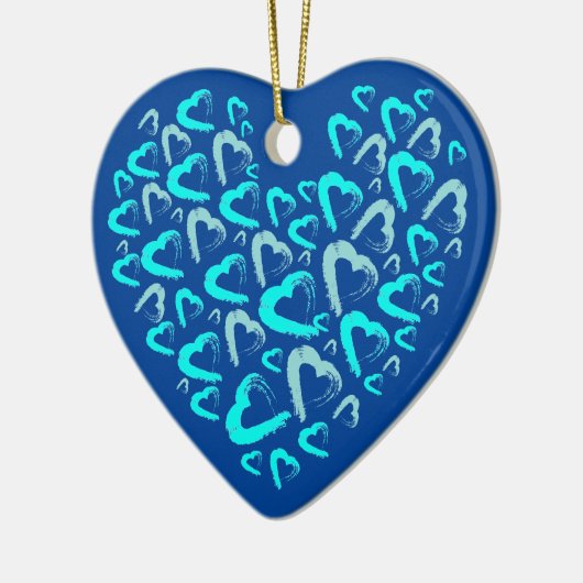 Veel Blue Hearts Keramisch Ornament (Links)