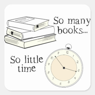 Veel boeken, weinig tijd - kies kleur vierkante sticker