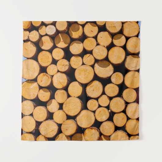 Veel bomen met hout en boomstammen rond het stamho wandkleed (Voorkant)