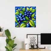 Veel bosbessen fruit schilderij. poster (Thuiskantoor)