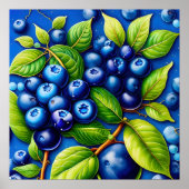 Veel bosbessen fruit schilderij. poster (Voorkant)