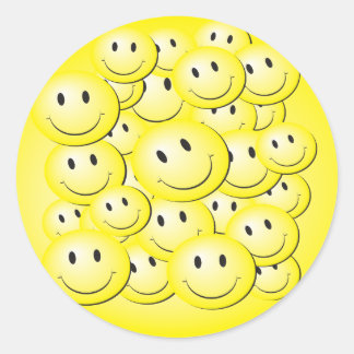 Veel bubbelgezichten. ronde sticker