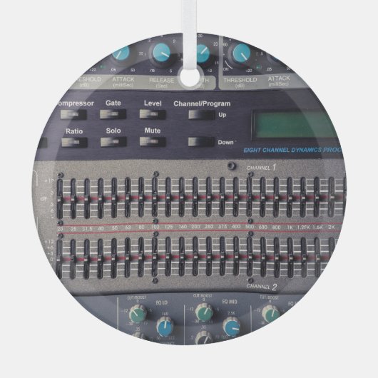 Veel Buttonnen Sound Mixer Studio Glas Ornament (Voorkant)