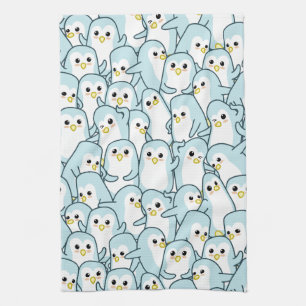 Veel cartoon pinguïns theedoek