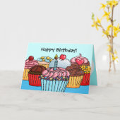 Veel cupcakes verjaardagskaart kaart (Gele Bloem)