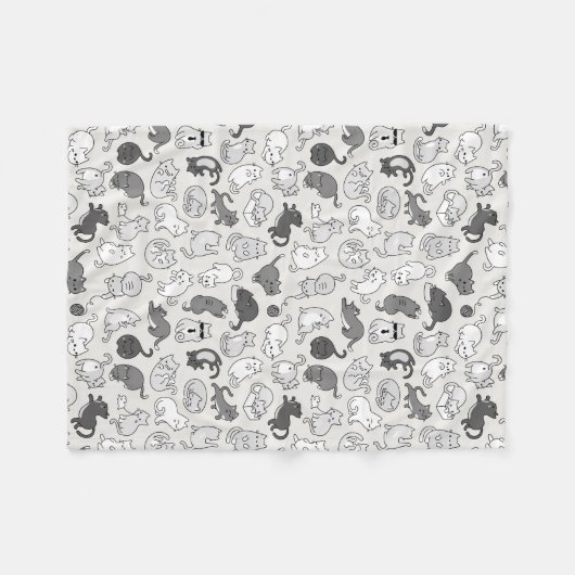 Veel Cute Cats Doodle Pattern Illustration Fleece Deken (Voorkant (Horizontaal))