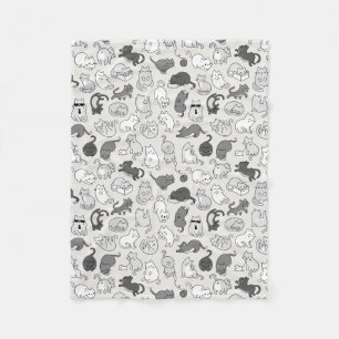 Veel Cute Cats Doodle Pattern Illustration Fleece Deken