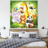 Veel Dieren Cartoon Kunstwerk Canvas Print (Insitu (Slaapkamer))