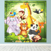 Veel Dieren Cartoon Kunstwerk Canvas Print (Insitu (Houten vloer))