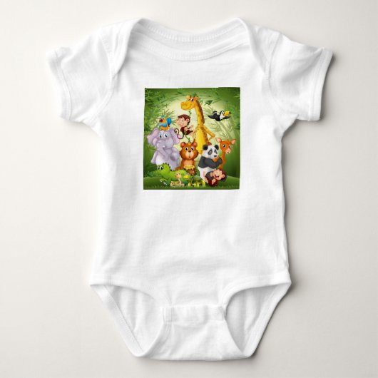 Veel dieren in bamboebos-13080 romper (Voorkant)