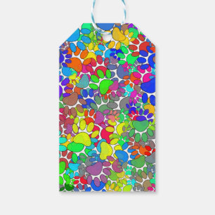 Veel dog verfdrukken overal cadeaulabel