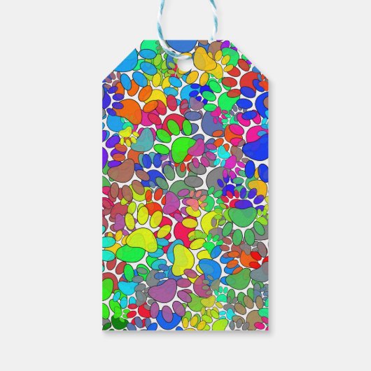 Veel dog verfdrukken overal cadeaulabel (Achterkant)