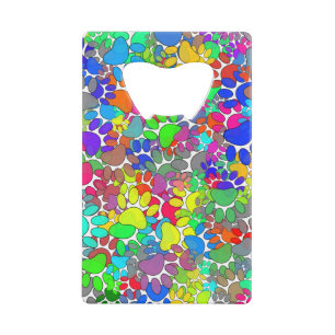 Veel dog verfdrukken overal creditkaart flessenopener