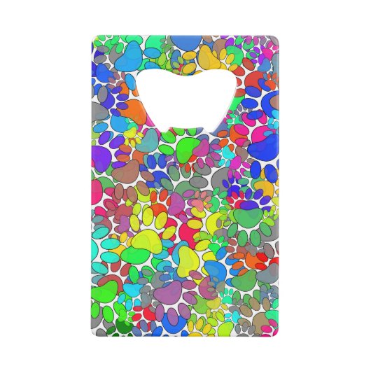 Veel dog verfdrukken overal creditkaart flessenopener (Voorkant)