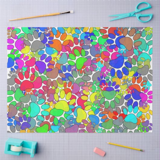 Veel dog verfdrukken overal tissuepapier (Craft)