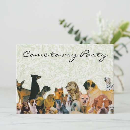 Veel Dogs Collage Invitations Kaart (Staand voorkant)