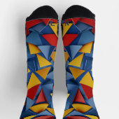 Veel driehoeken in rood, geel en blauw sokken (Top)