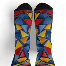 Veel driehoeken in rood, geel en blauw