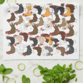 Veel en veel kippen - keukenhanddoeken (Gevouwen)