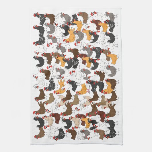 Veel en veel kippen - keukenhanddoeken (Verticaal)