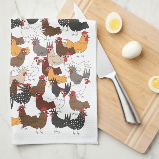 Veel en veel kippen - keukenhanddoeken - Verticaal (Quarter Fold)