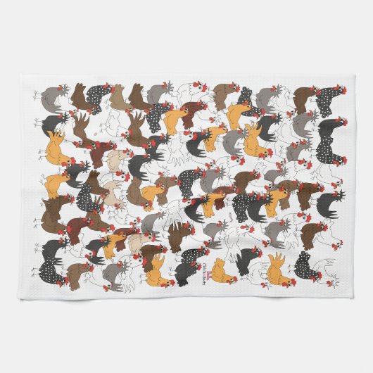 Veel en veel kippen - keukenhanddoeken - Verticaal (Horizontaal)