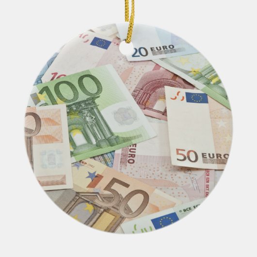 Veel eurobankbiljetten keramisch ornament (Voorkant)