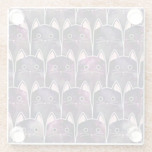 Veel galaxy Cats Pattern Glazen Onderzetter (Achterkant)