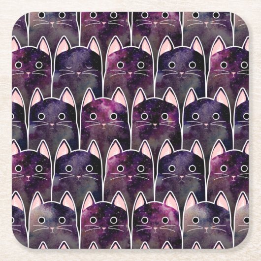 Veel galaxy Cats Pattern Kartonnen Onderzetters (Voorkant)