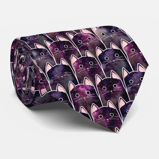Veel galaxy Cats Pattern Stropdas (Opgerold)