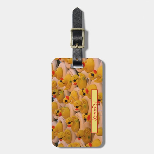 Veel geelrubberen gepersonaliseerd bagagelabel (Voorkant verticaal)