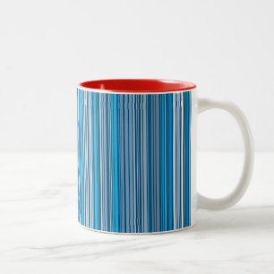 Veel gekleurde strepen in het blauw tweekleurige koffiemok