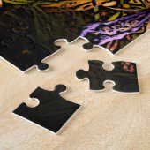 veel gele blauwe en witte bloemen legpuzzel (Zijkant)