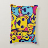 Veel gele honden blij honden accent kussen (Achterkant (Verticaal))