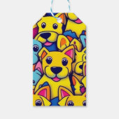 Veel gele honden blij honden cadeaulabel (Voorkant)