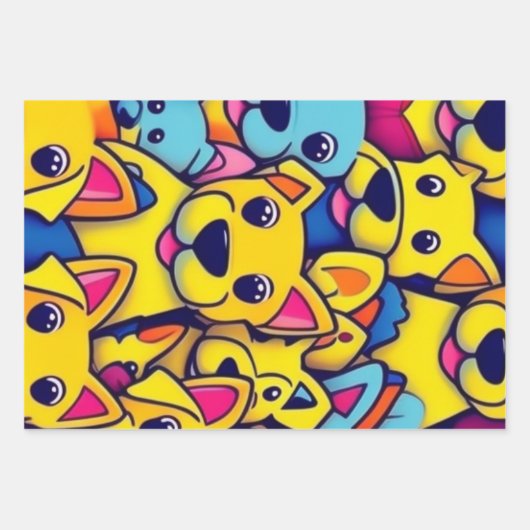 Veel gele honden blij honden inpakpapier vel (Voorkant)