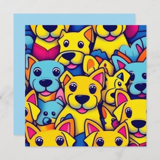 Veel gele honden blij honden kaart (Voorkant / Achterkant)