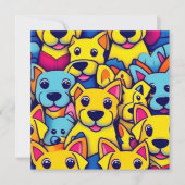 Veel gele honden blij honden kaart (Voorkant)