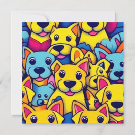 Veel gele honden blij honden kaart