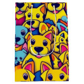 Veel gele honden blij honden medium cadeauzakje (Achterkant)