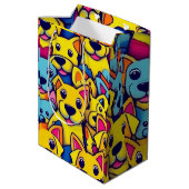 Veel gele honden blij honden medium cadeauzakje (Achterkant Gekanteld)