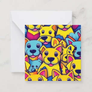 Veel gele honden blij honden notitiekaartje