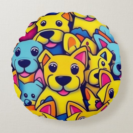 Veel gele honden blij honden rond kussen (Voorkant)