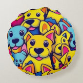 Veel gele honden blij honden rond kussen (Achterkant)