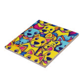 Veel gele honden blij honden tegeltje (Zijkant)