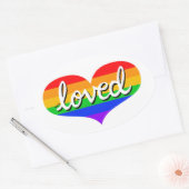 VEEL GELIEFD - aanbeden - Regenboog liefde hart Ovale Sticker (Envelop)