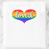 VEEL GELIEFD - aanbeden - Regenboog liefde hart Ovale Sticker (Tas)